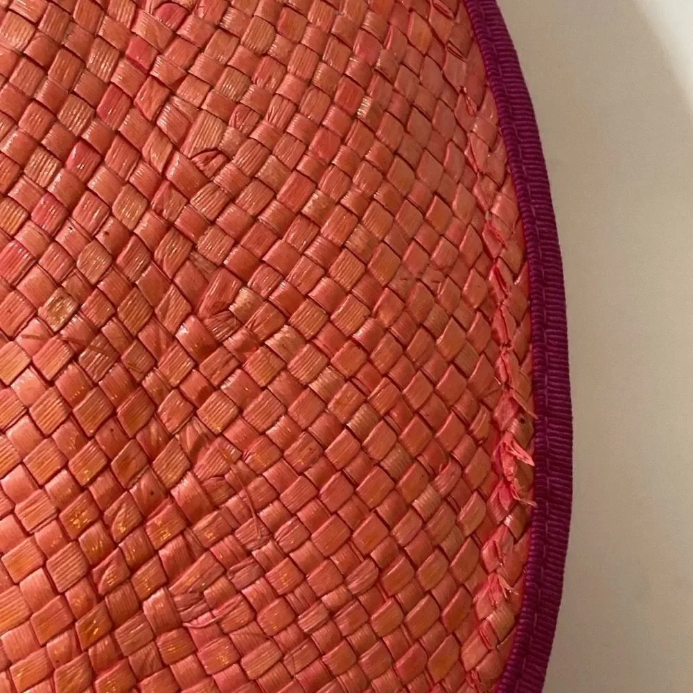 VTG, 💯 Natural Strew Made In Italy Elegant Chic Women’s Hat Pink And Tan